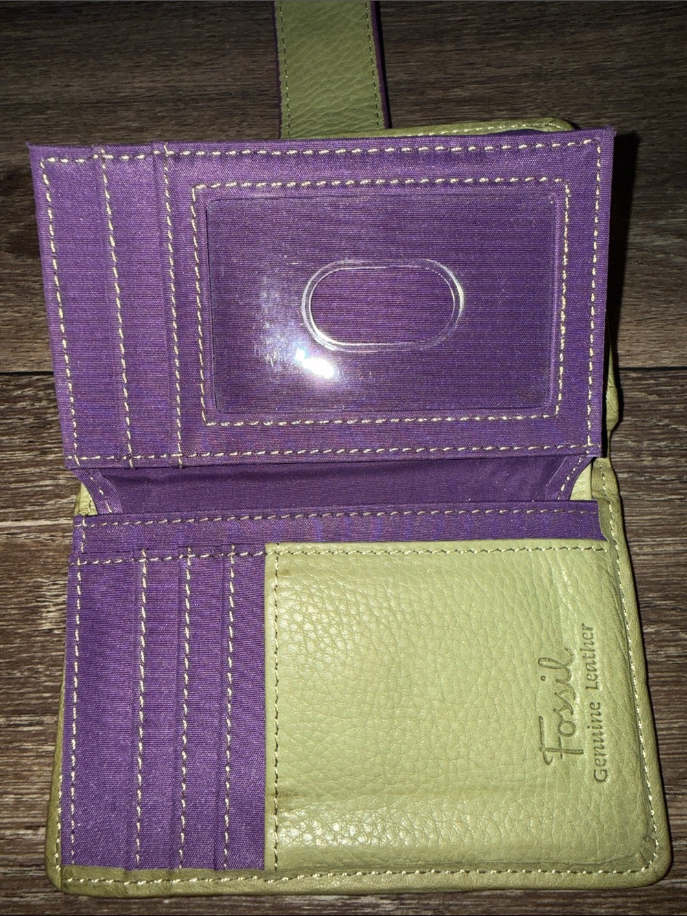 Fossil Multicolor Striped Leather Wallet with Light Green Trim - Picture 6 of 14